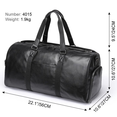 Large Leather Travel Duffle Bag