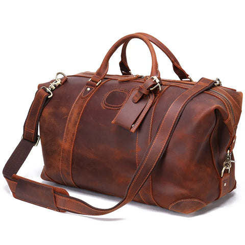 Vintage Leather Weekender Bag