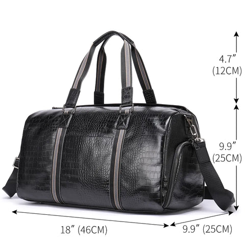 Luxury Crocodile Embossed Leather Duffle Bag